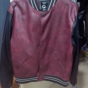 Fried Maroon and Black Men's Bomber Jacket